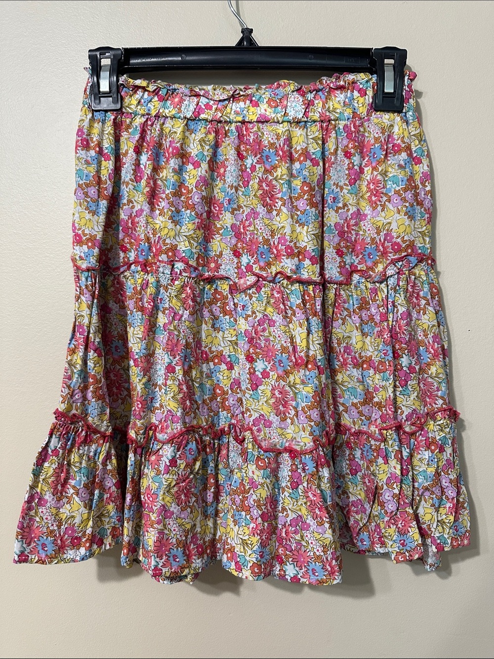 Cynthia Rowley Pink Multi Floral Tiered Skater Skirt